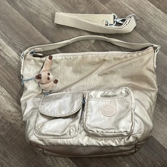 KIPLING Archie Metallic Handbag Crossbody purse Spicy Gold - Picture 12 of 14